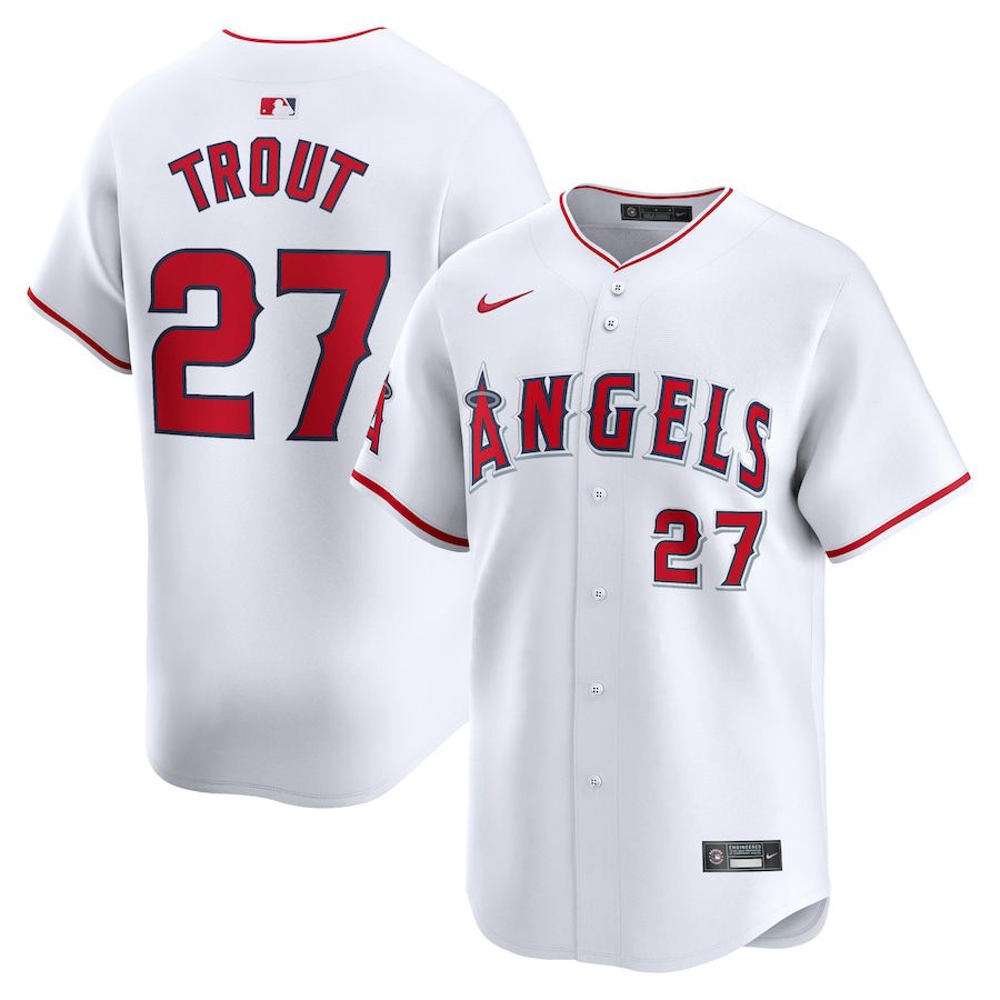 Men Los Angeles Angels 27 Mike Trout Nike White Home Limited Player MLB Jersey